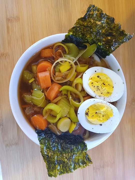 BentoFox's dish Mixed vegetable pho with undon nari and a boiled egg 😋|BentoFoxさん