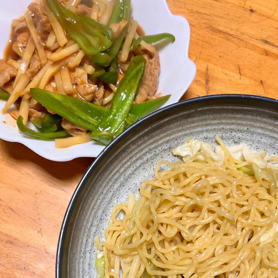 塩焼きそばと大豆ミートの青椒肉絲|ミカさん