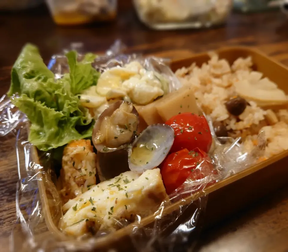 たけのこご飯とアクアパッツァ弁当(*^^*)|しーPaPaさん