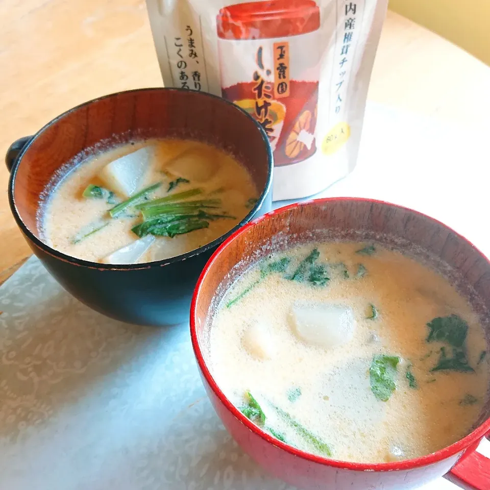 しいたけ茶でカブの豆乳スープ|tomtomverdeさん