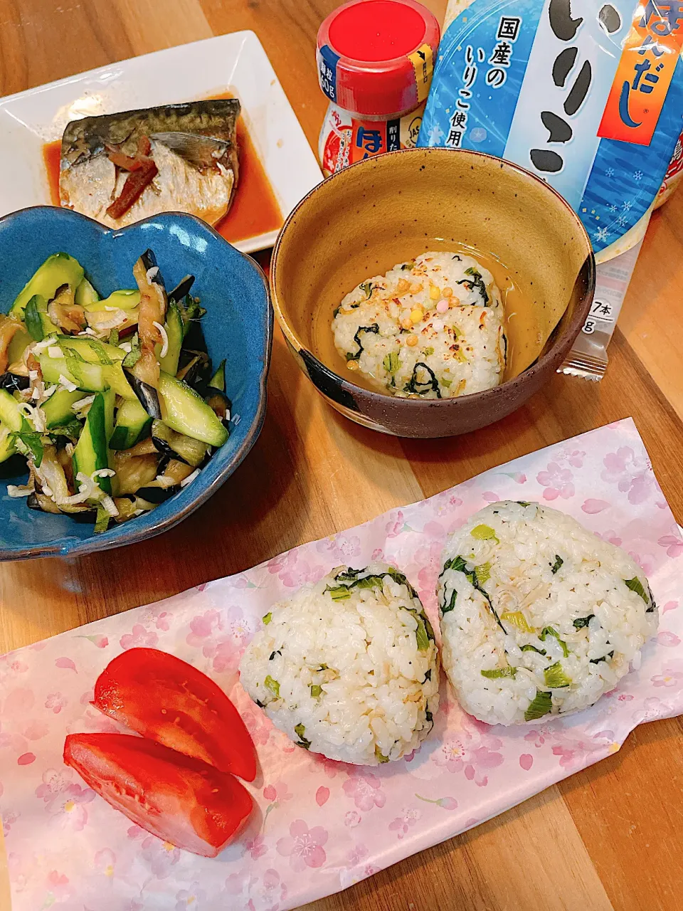 じゃこ青菜ふりかけのおにぎり&焼きおにぎり茶漬け|クランちゃんさん