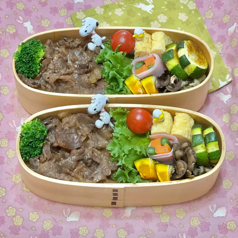 牛しぐれ煮☘️の双子ちゃんお弁当💙❤️ 4/12水|sweet homeさん