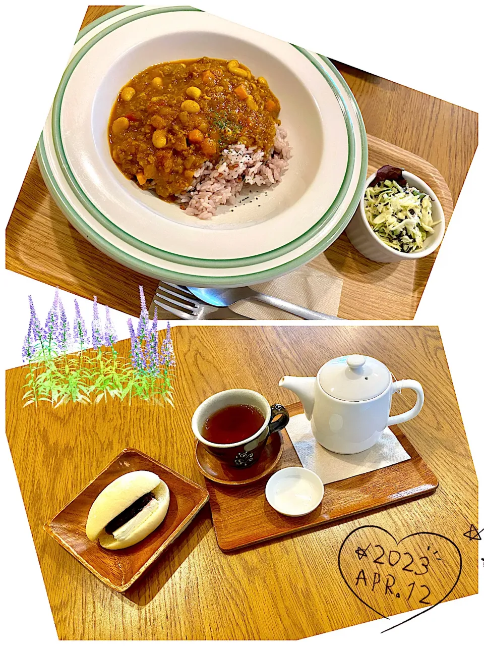 キーマカレーランチ&紅茶とクリームチーズパン|Hi-Niさん