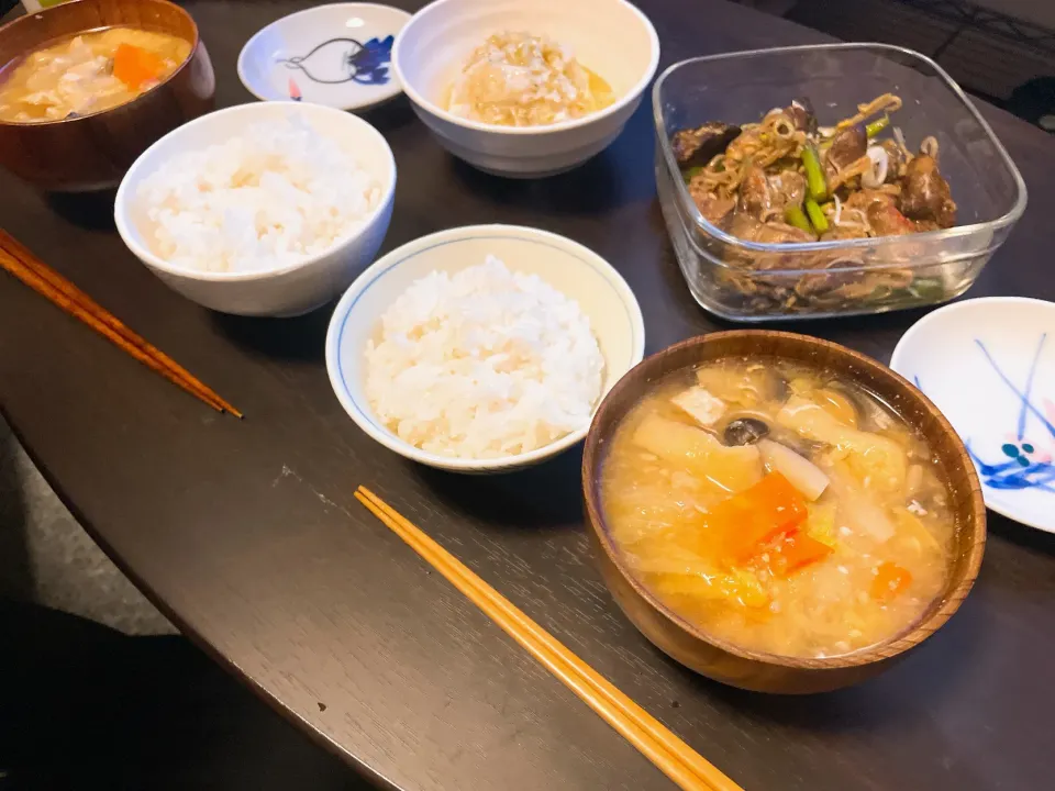 レバー・野菜の味噌汁・温豆腐|ゆぅさん