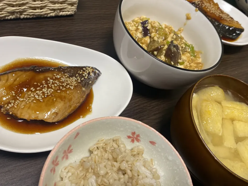 ブリの照り焼きと豆腐そぼろの麻婆茄子|けんさん