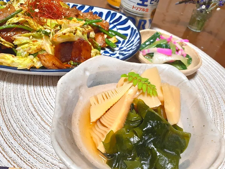 若竹煮🍃
にんにくの芽入り回鍋肉
分葱とカマボコのぬた|びせんさん