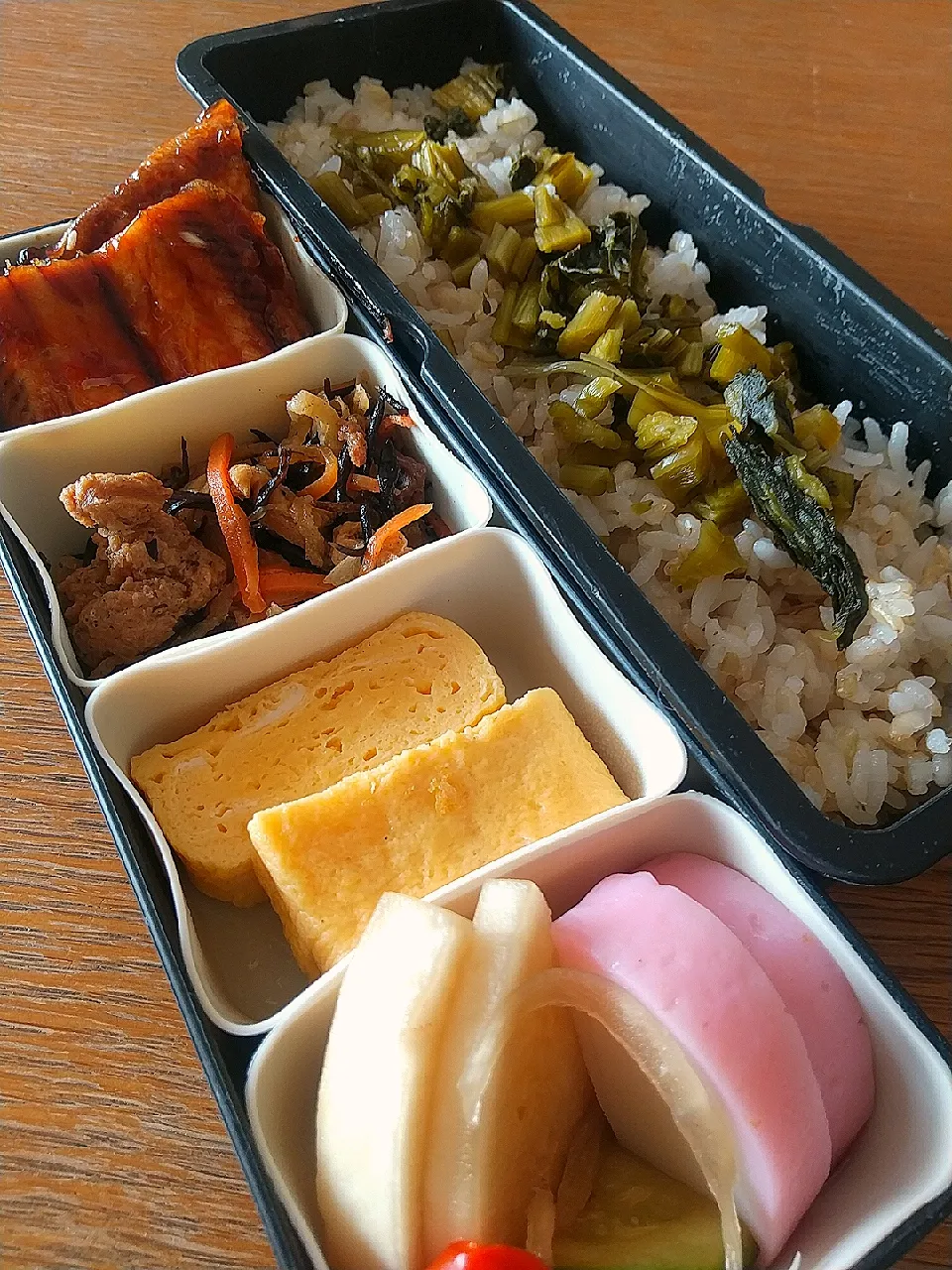 野沢菜ごはんとさんまの蒲焼弁当|まきごろうさん