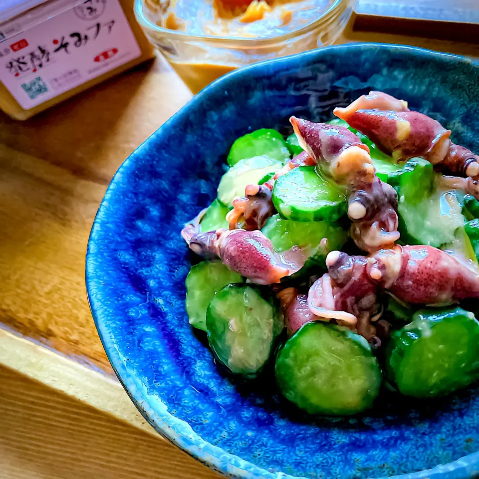 ほたるいかときゅうり梅味噌和え～発酵そみファ使用～|にゃんぺこさん