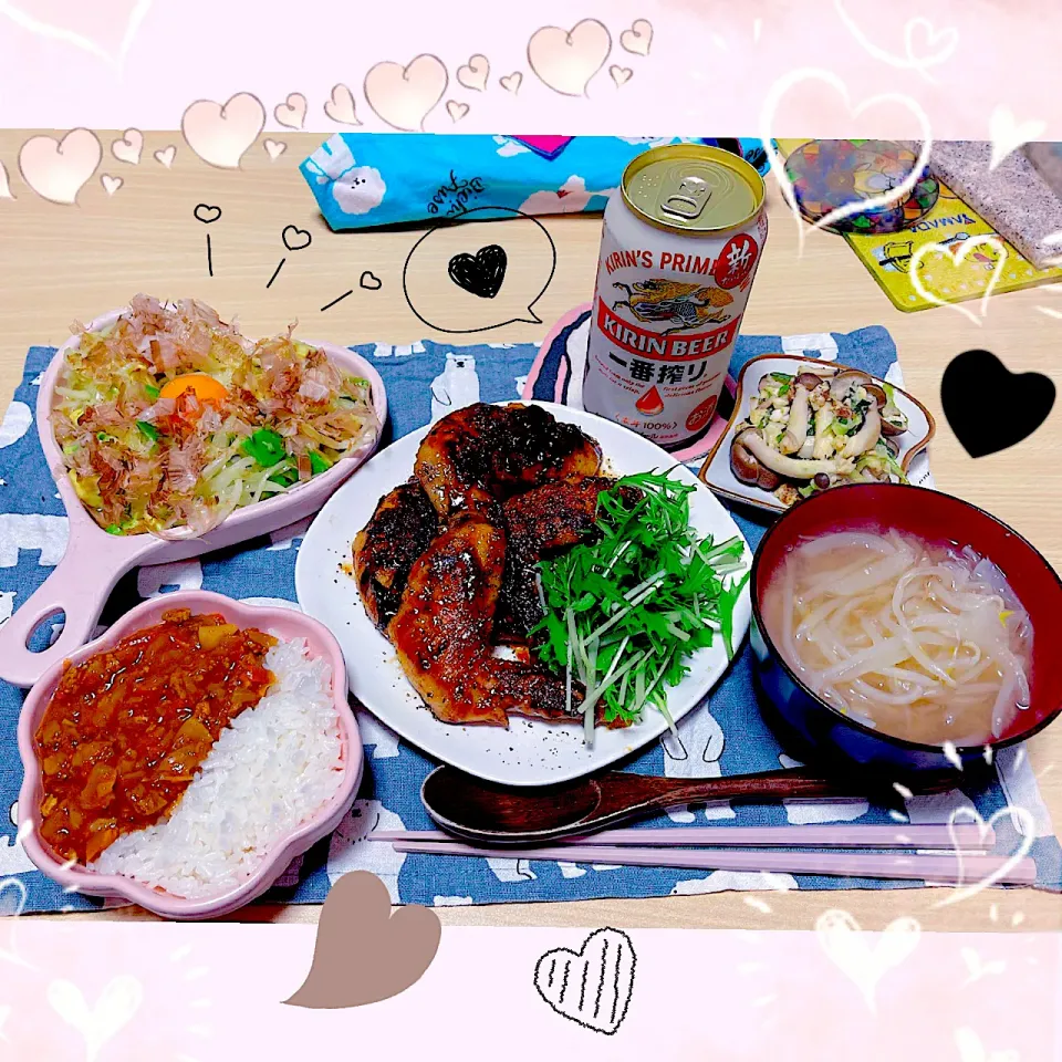 Snapdishの料理写真:４／１６ ｓｕｎ 晩ごはん🍴＊○°|rinaronarさん