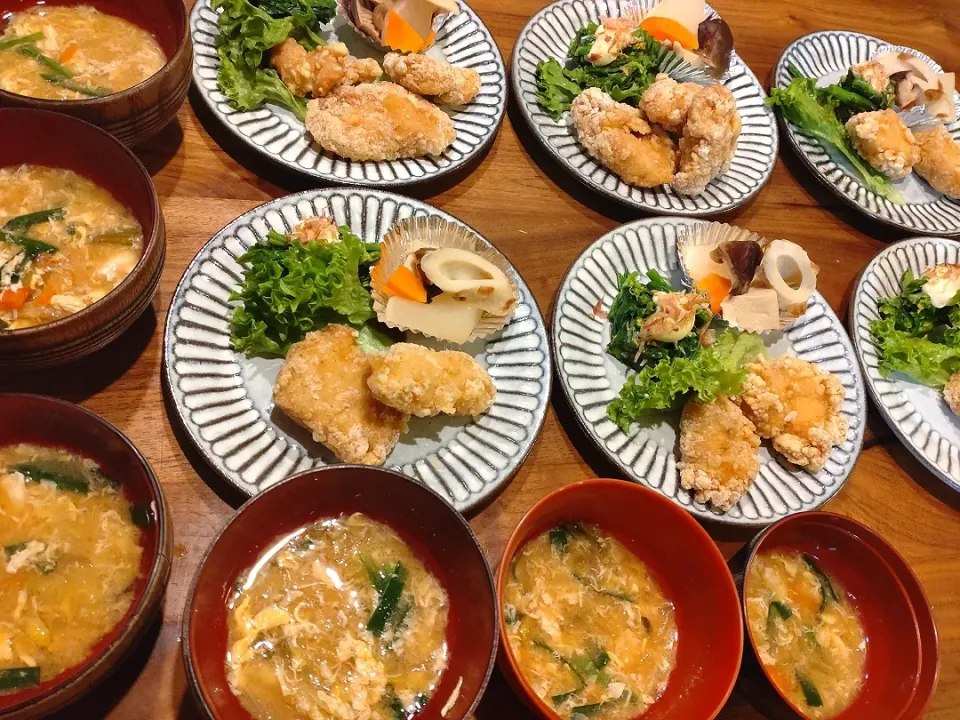 とりから　大根と高野豆腐含め煮　青菜|m aさん