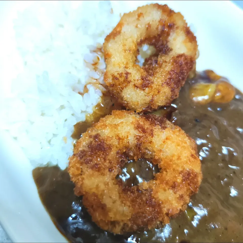 Snapdishの料理写真:カレーうどんの元でカレーライス|akimitsuさん