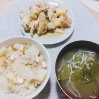 タケノコごはん
タケノコとチキン煮
ワカメと切り干し大根のお味噌汁|きりんさん