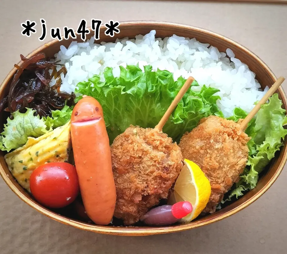 本日のゆる弁□　豚串カツ弁当　20230418|jun47さん