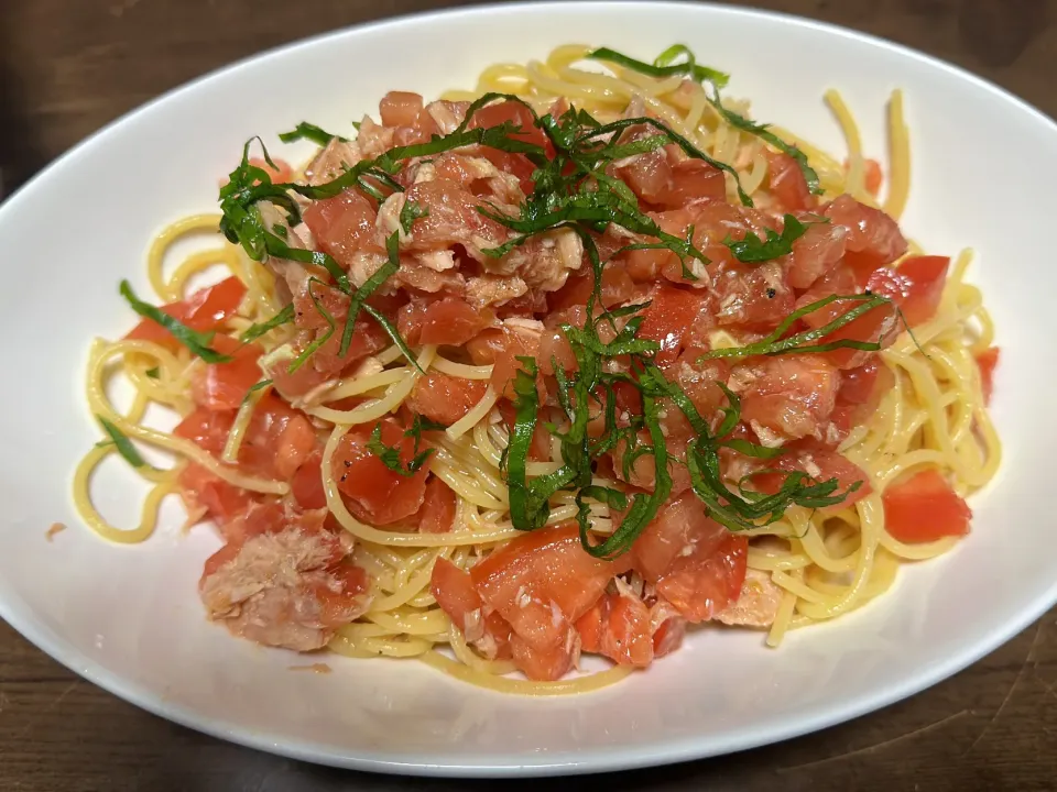 ツナとトマトの冷製パスタ|ぽんちさん