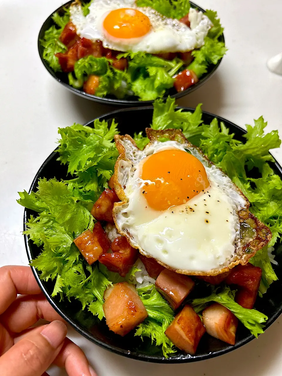 わさび菜の煮豚風ハム丼|ＭＡＲＵＥ家の食卓さん