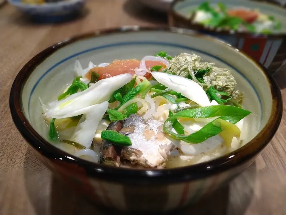 Snapdishの料理写真:鯖缶と梅干しの小鍋仕立て|古尾谷りかこさん