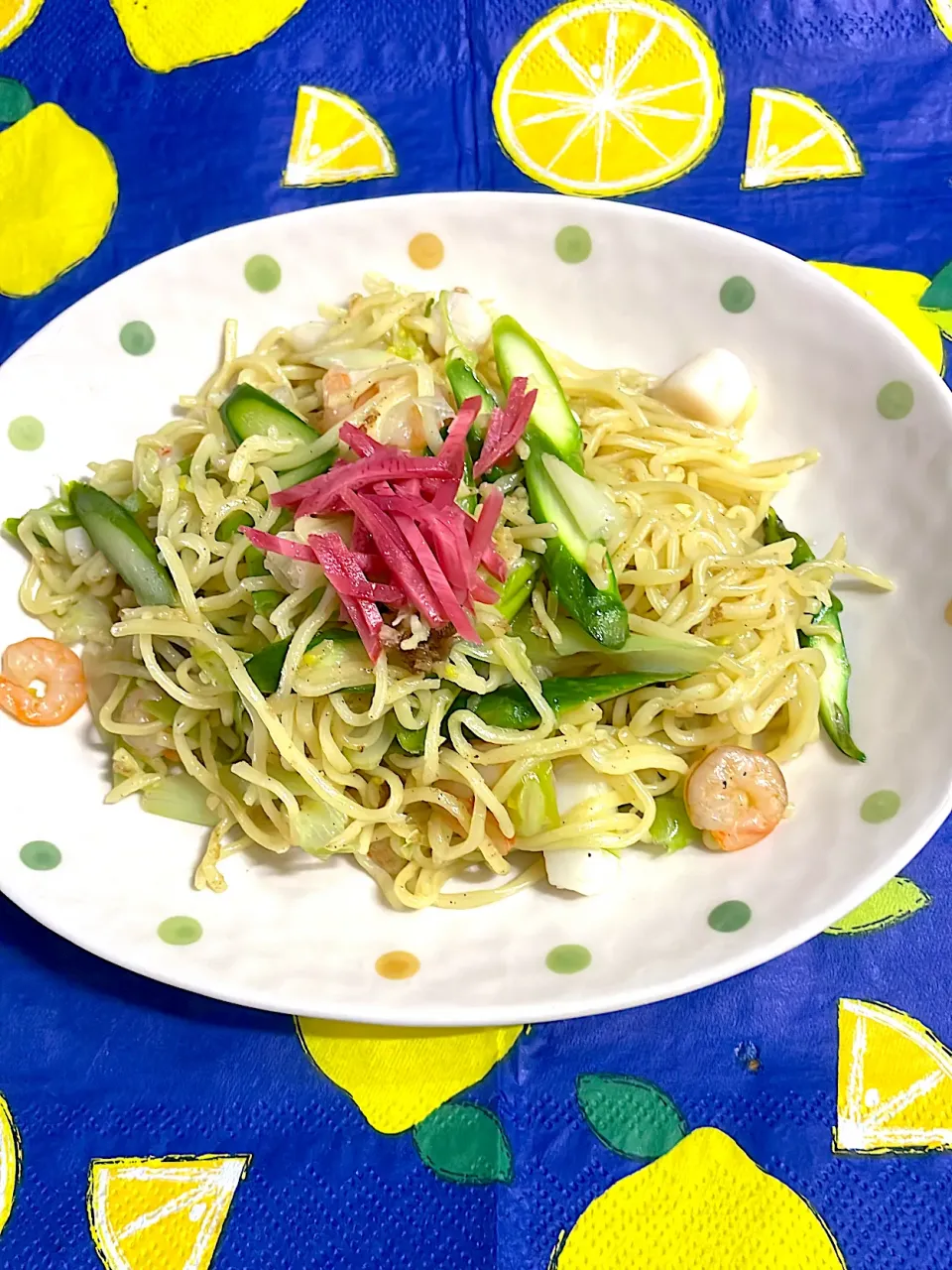 アスパラとネギの塩焼きそば|こりすのごちそうさん