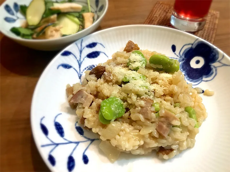 蚕豆のリゾット  蚕豆美味い❗️|リフルシャッフルさん