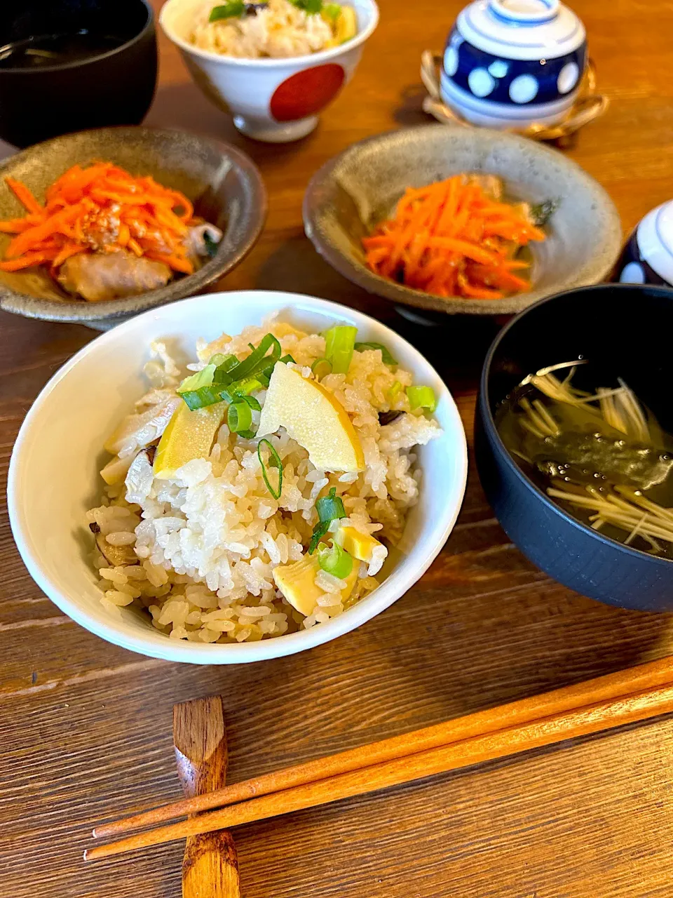 たけのこご飯とえのきのわかめのお吸い物|ＭＡＲＵＥ家の食卓さん