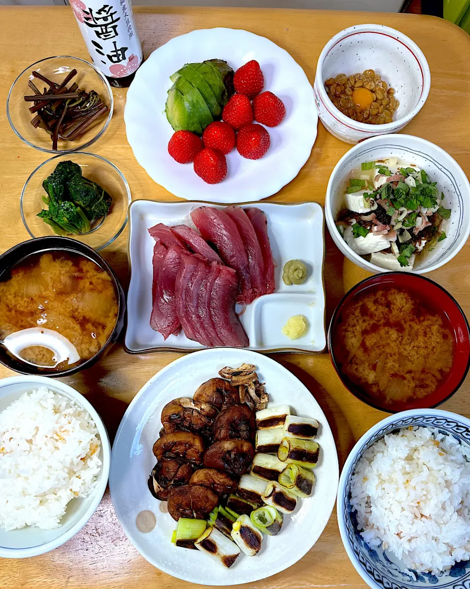 鰹刺身🐟葱椎茸かぼす塩焼き|Makokoさん