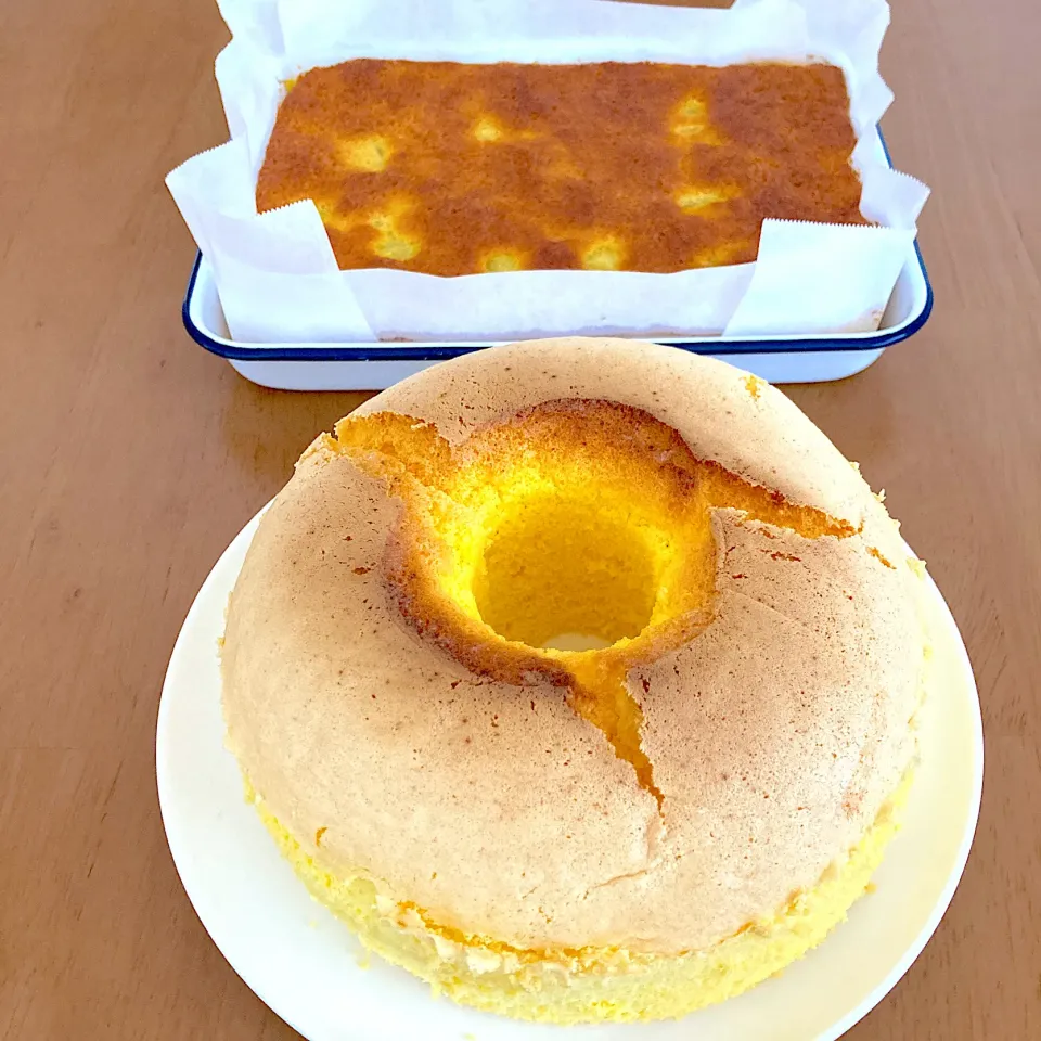 Snapdishの料理写真:シフォンケーキ＆さつま芋ケーキ|wakaさん