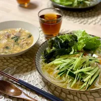 冷麺とサンラータンスープ|ひろさんとゆりさんさん