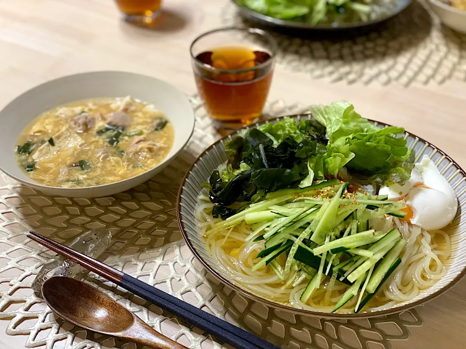 冷麺とサンラータンスープ|ひろさんとゆりさんさん