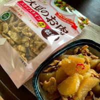 大豆のお肉でヘルシー豚バラ風大根！