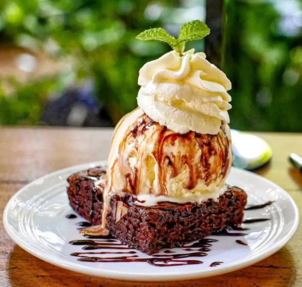 Rich Chocolate Brownie w/ Vanilla Ice Cream 🍫🍨
...
... 
Mmmmm... Super Gooey, Fudgy + Creamy & Yummy! 🤤🤎|An'leeさん