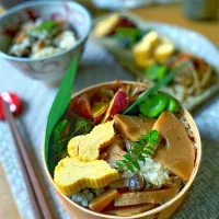 筍としめじ実山椒の佃煮からの炊き込みご飯🌿