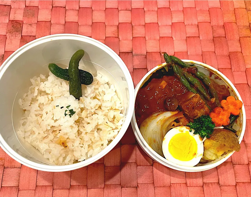 中学生息子のお弁当🍱 デミグラスハンバーグ弁当🍱|Snow10さん