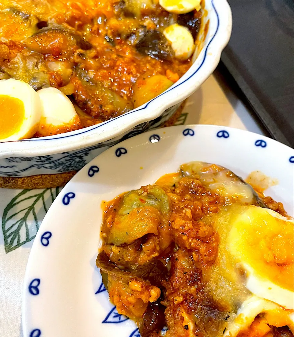 トロトロナスと絹揚げ大豆ミートのうま煮とトマトソースでグラタン✨😋💕|てるみさん