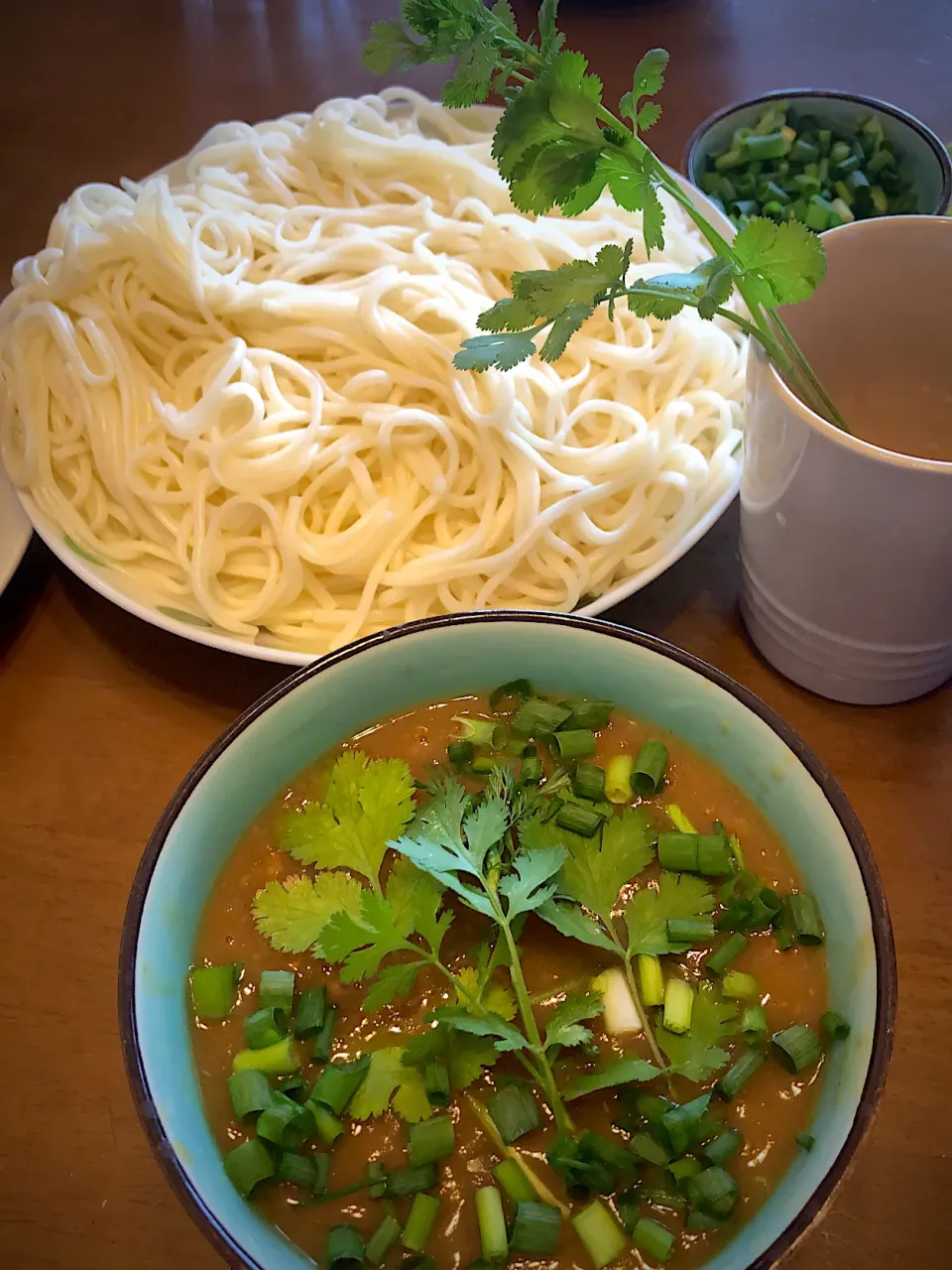 カレーうどんパクチー小ネギちゃん添えのつけ麺タイプ|masaさん