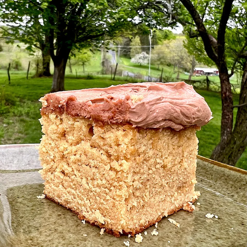 Peanut butter cake with #chocolate #marshmallow frosting.|Dean M Rogersさん