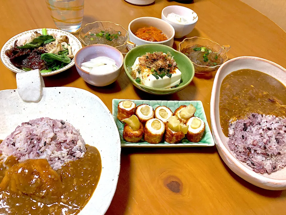 カレーライス🍛とおかず色々🩵|さくたえさん