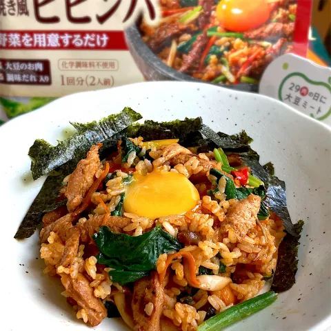 「大豆のお肉のビビンバ」を使ってみたSnapdishの料理・レシピ写真:大豆のお肉で作る石焼き風ビビンバ