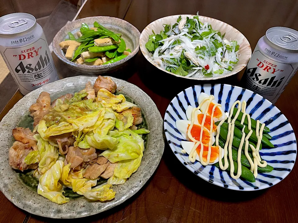 2023.4.30 鶏とキャベツのピリ辛味噌炒め🍻🍻🍻|ゆみずさん