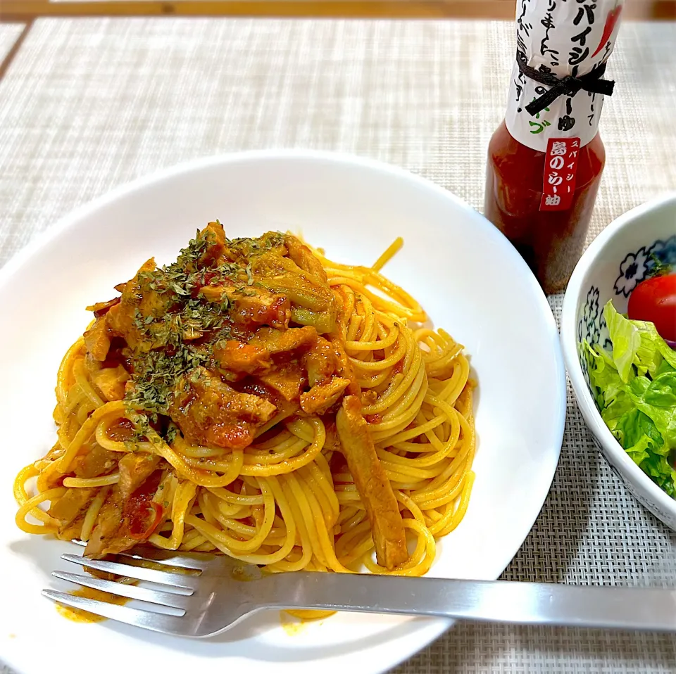 黒豚ハムのトマトソースパスタ|shibazakiさん