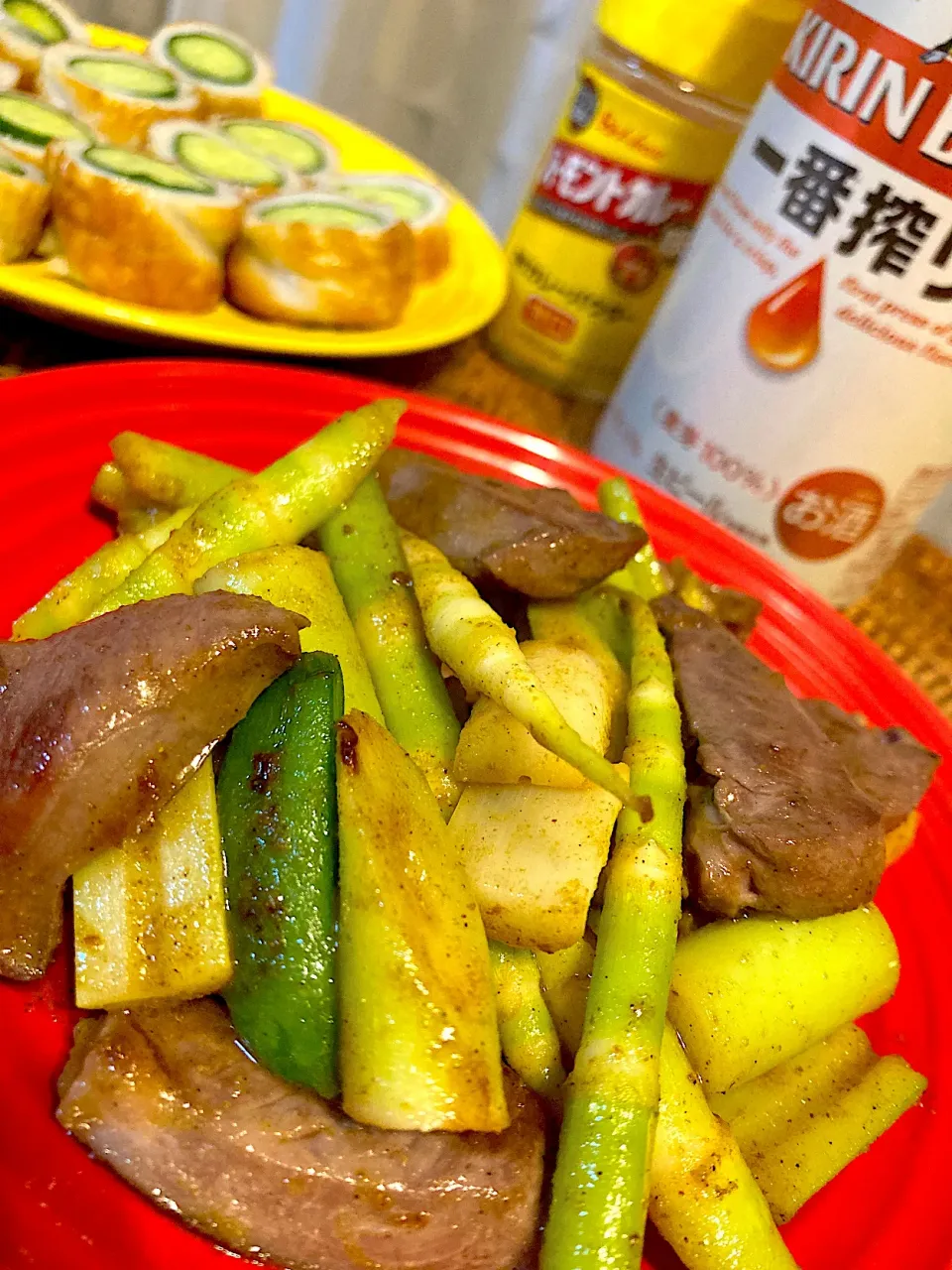 豚ハツとネマガリダケのカレー炒め😋🍻💕✨|アイさん