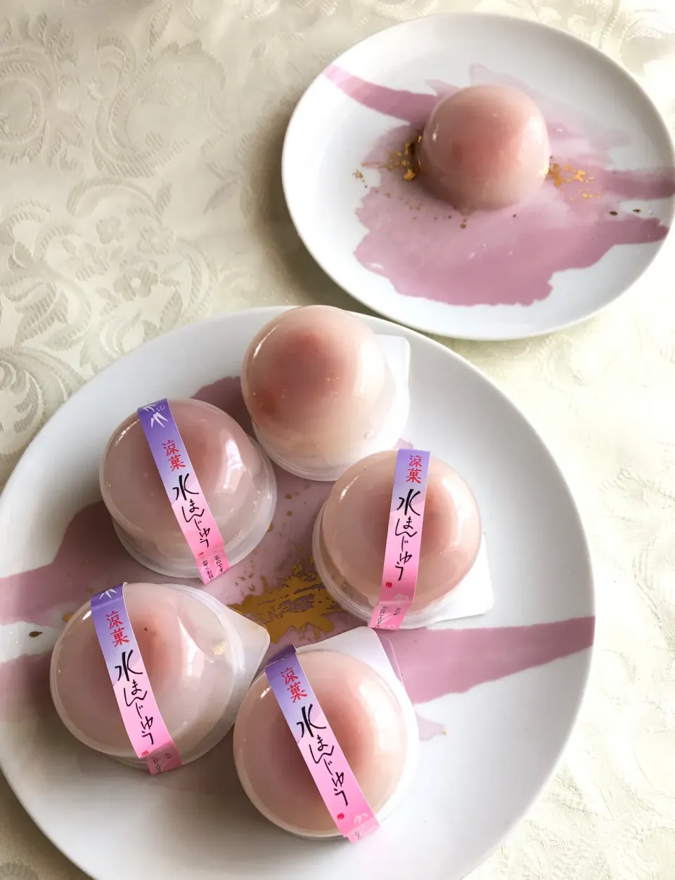 Snapdishの料理写真:糖分控えめ桜餡入り水まんじゅう|のりこカルチャーサロンさん