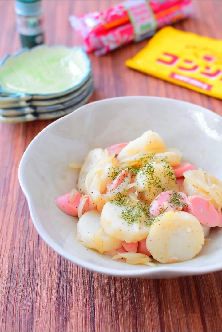 レンジでしっとりホクホク！魚肉ソーセージと長芋のジャーマンポテト風|アマイモノ・クウ蔵さん