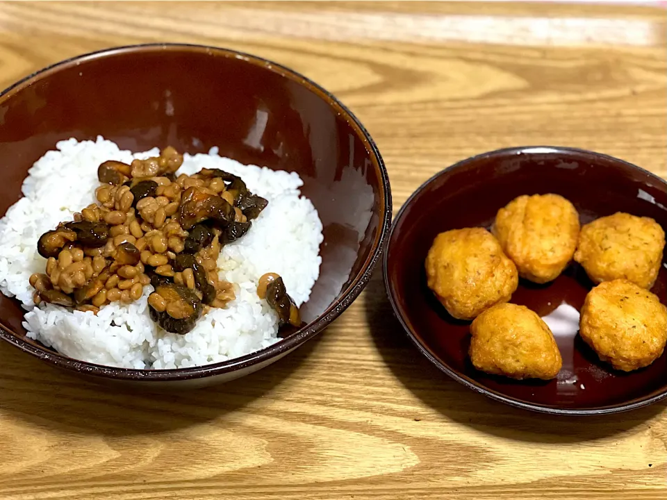 ☆キュウリのキューちゃん納豆ご飯 ☆チキンナゲット|まぁたんさん