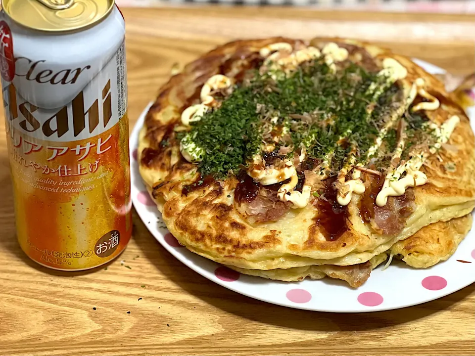 ☆お好み焼き ☆ビール🍺|まぁたんさん