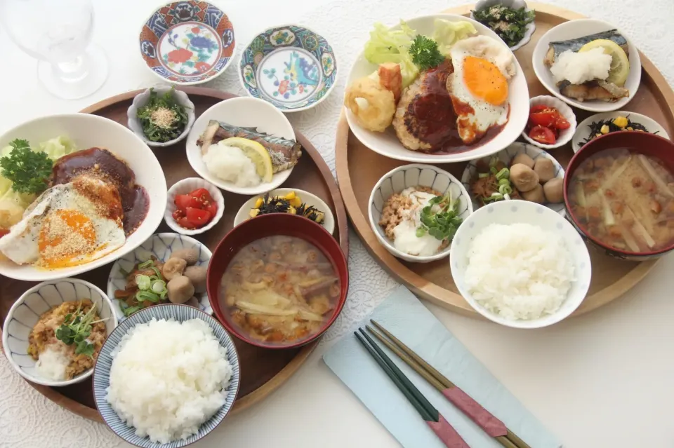 おうち外食『自家製目玉焼きハンバーグと自家製塩鯖小鉢色々おうち定食』【公式】料理研究家　指宿さゆり|【公式】料理研究家　指宿さゆり≫ｽﾀｼﾞｵ（ｽﾀｯﾌ運営）さん