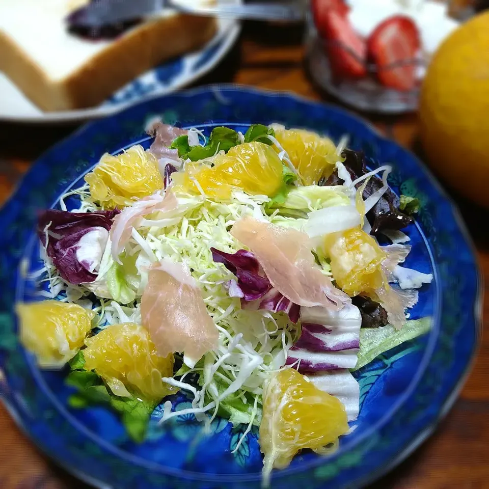 Snapdishの料理写真:はっさく入り簡単野菜サラダ🥗|とまと🍅さん