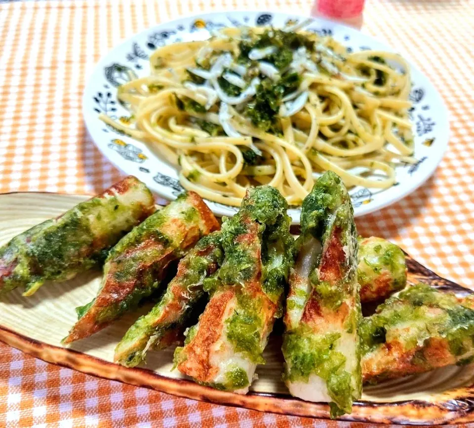 ~松川浦産あおさFES~
あおさdeしらすパスタ
あおさdeちくわ焼き天|マギーさん