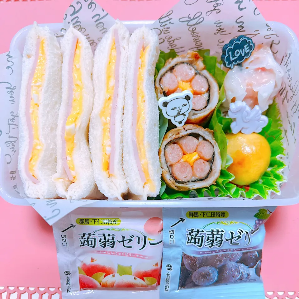 ハム&エッグサンドイッチお弁当🍱|miyurumoさん