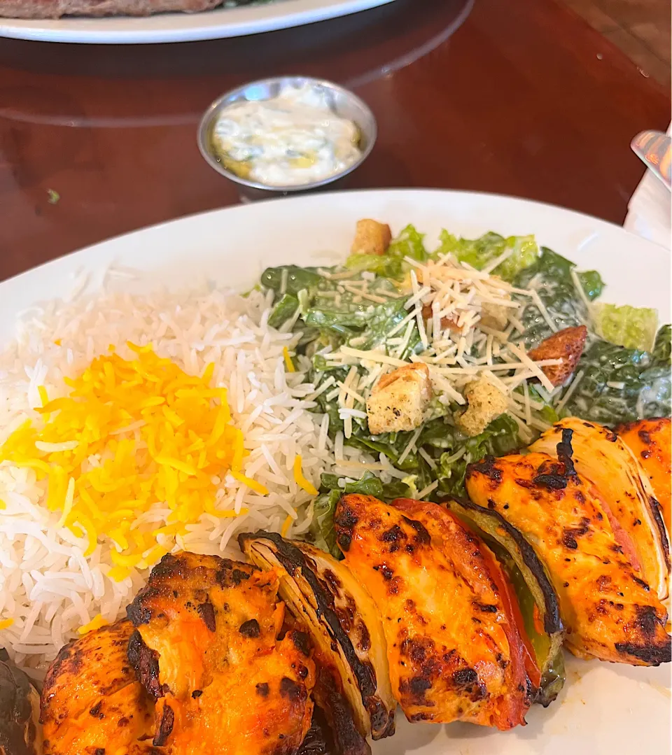 Chicken kabob with caesar salad and basmati rice😍|🌺IAnneさん