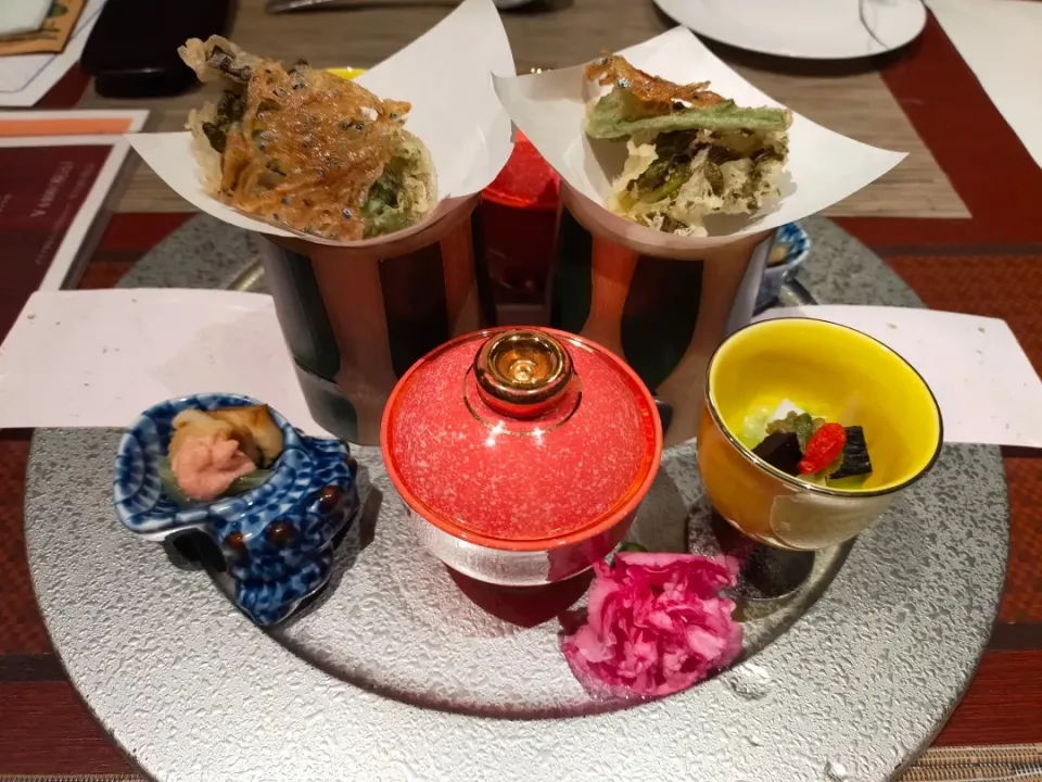 鴨川館の料理の前菜。義父、義母への宿泊プレゼント、喜んでもらえたかな|フージさん