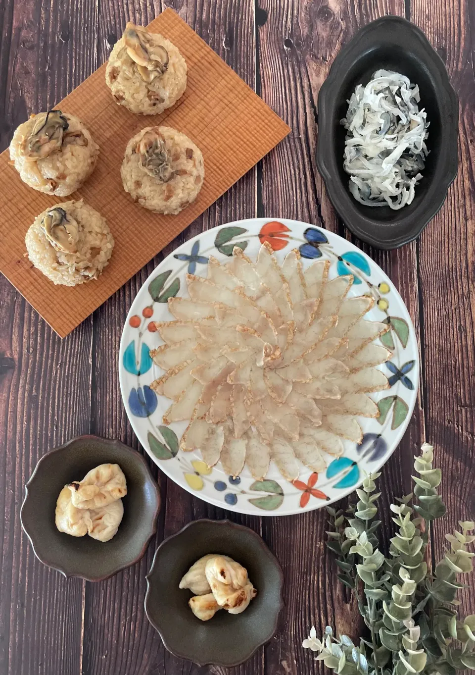 炙りふぐ刺しと牡蠣の炊き込みご飯🐡🦪🍚|てんのすけさん